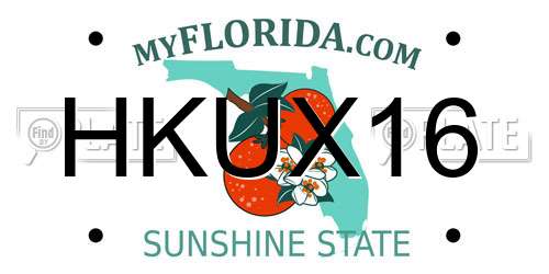 HKUX16 Florida License Plate