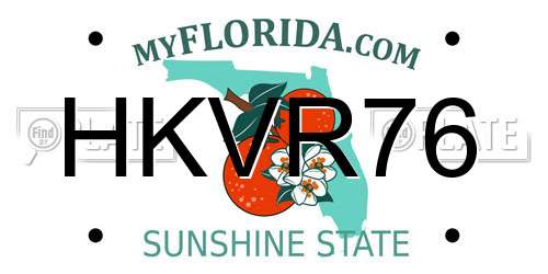 HKVR76 Florida License Plate