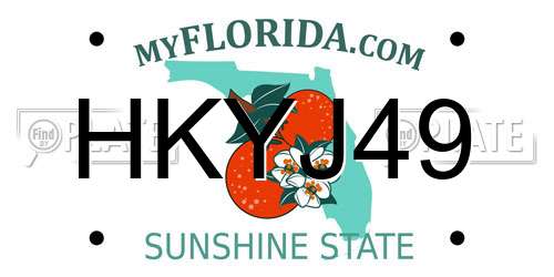 HKYJ49 Florida License Plate