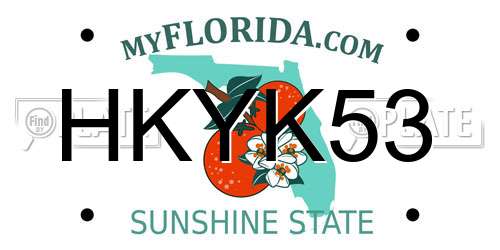 HKYK53 Florida License Plate