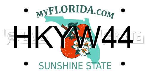 HKYW44 Florida License Plate