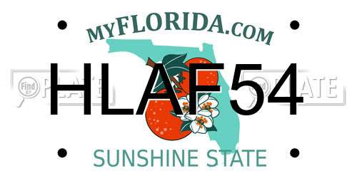 HLAF54 Florida License Plate