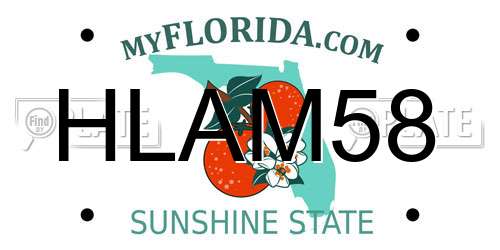 HLAM58 Florida License Plate