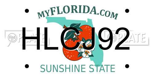 HLCJ92 Florida License Plate
