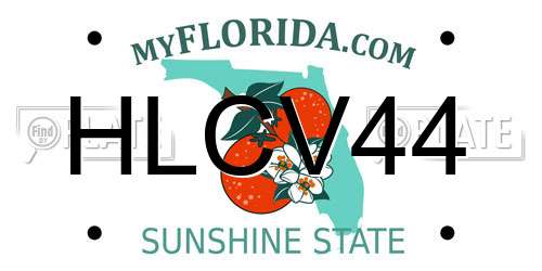 HLCV44 Florida License Plate
