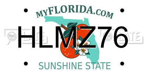 HLMZ76 Florida License Plate