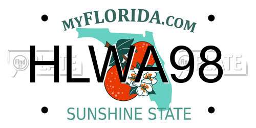 HLWA98 Florida License Plate