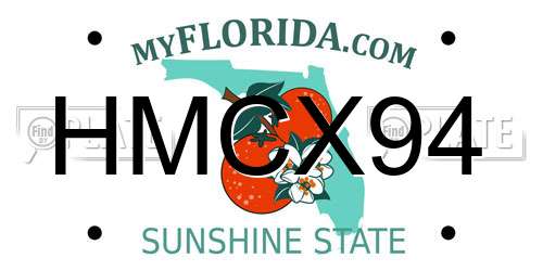 HMCX94 Florida License Plate