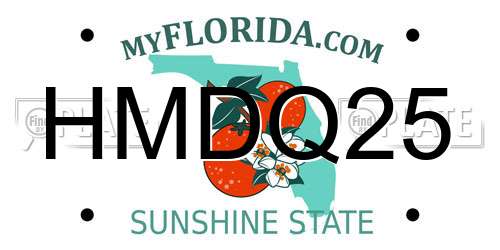 HMDQ25 Florida License Plate
