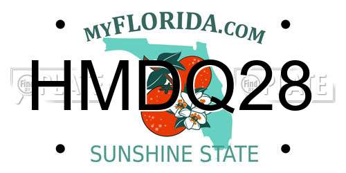 HMDQ28 Florida License Plate