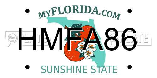 HMFA86 Florida License Plate