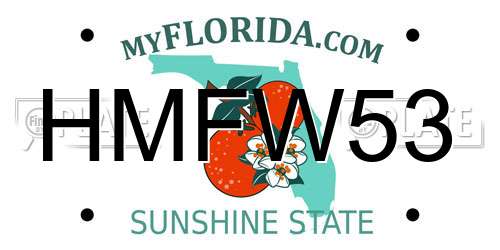 HMFW53 Florida License Plate