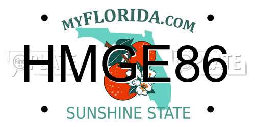 HMGE86 Florida License Plate
