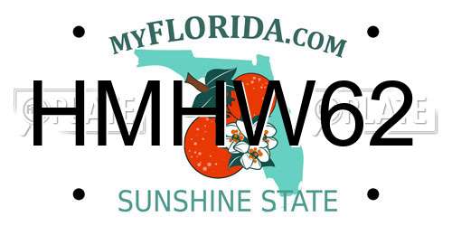 HMHW62 Florida License Plate