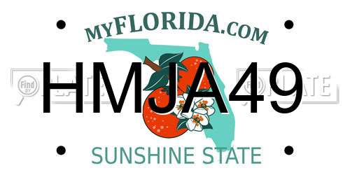 HMJA49 Florida License Plate