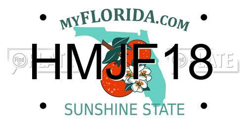 HMJF18 Florida License Plate