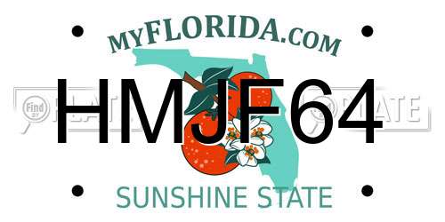 HMJF64 Florida License Plate