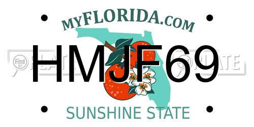 HMJF69 Florida License Plate