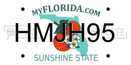HMJH95 Florida License Plate