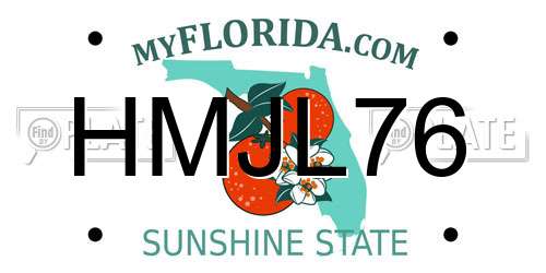 HMJL76 Florida License Plate