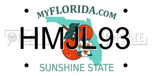 HMJL93 Florida License Plate