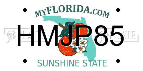 HMJP85 Florida License Plate