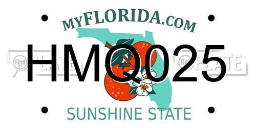 HMQ025 Florida License Plate