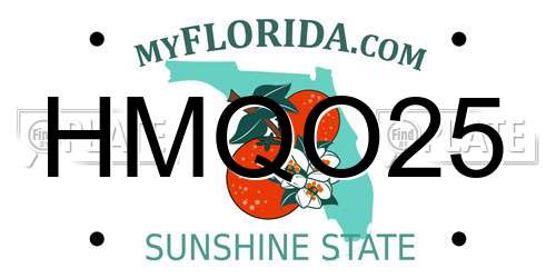 HMQO25 Florida License Plate
