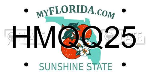 HMQQ25 Florida License Plate