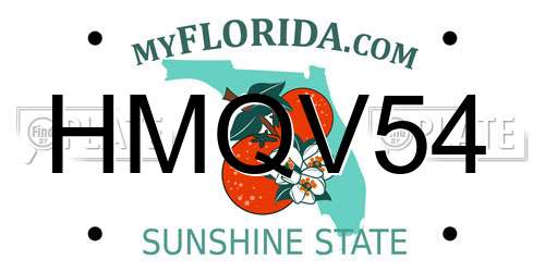 HMQV54 Florida License Plate