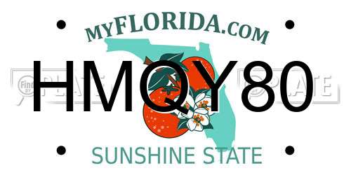 HMQY80 Florida License Plate