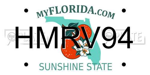 HMRV94 Florida License Plate
