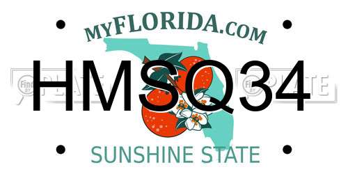 HMSQ34 Florida License Plate