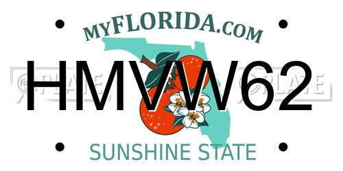 HMVW62 Florida License Plate