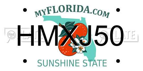 HMXJ50 Florida License Plate