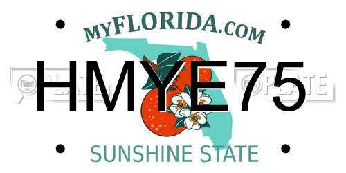 HMYE75 Florida License Plate