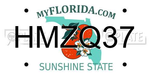 HMZQ37 Florida License Plate