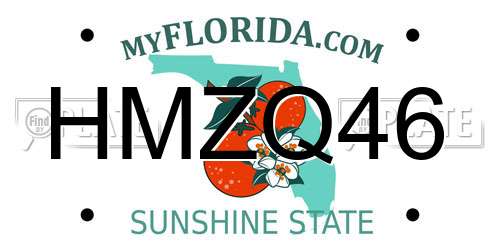 HMZQ46 Florida License Plate