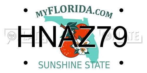 HNAZ79 Florida License Plate