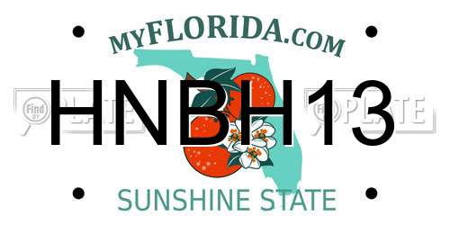 HNBH13 Florida License Plate