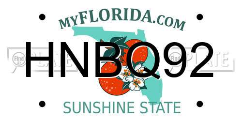 HNBQ92 Florida License Plate