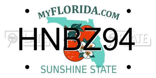 HNBZ94 Florida License Plate