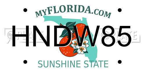 HNDW85 Florida License Plate