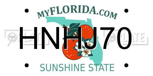 HNHJ70 Florida License Plate
