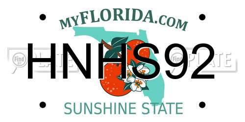 HNHS92 Florida License Plate