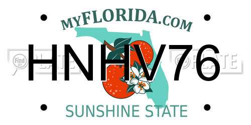 HNHV76 Florida License Plate