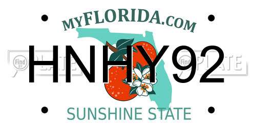 HNHY92 Florida License Plate