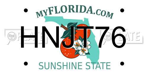 HNJT76 Florida License Plate