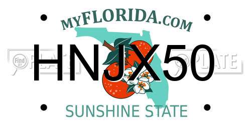 HNJX50 Florida License Plate