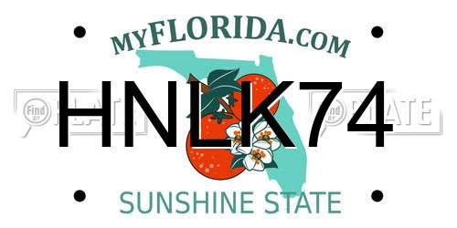 HNLK74 Florida License Plate
